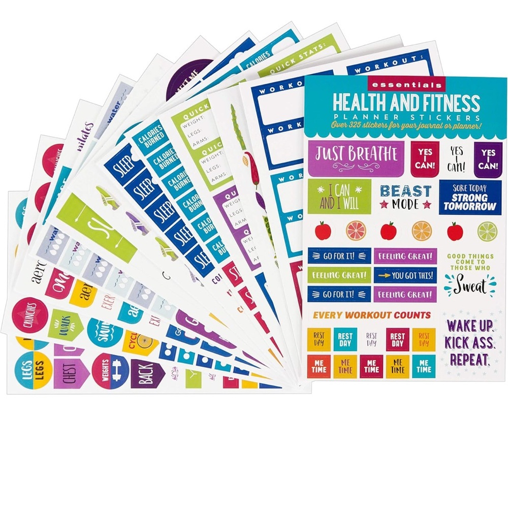 Brand New Health & Fitness Planner Stickers Track Habits Trends & Stats Students